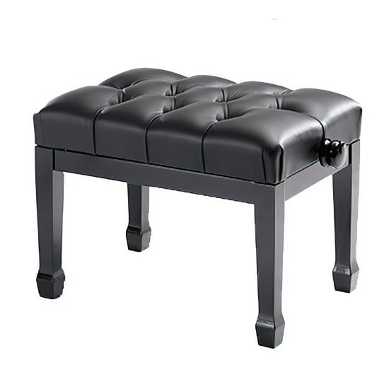 Scaun bancheta pian Discacciati Pro Deluxe 105CAPSM , negru lucios, sezut negru, piele sintetica