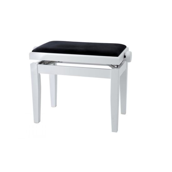 Scaun bancheta pian Gewa Deluxe 130.020 , alb mat, sezut negru, velur