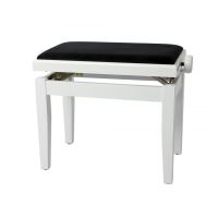 Scaun bancheta pian Gewa Deluxe 130.030 , alb lucios, sezut negru, velur