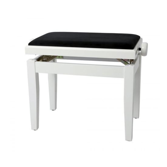 Scaun bancheta pian Gewa Deluxe 130.030 , alb lucios, sezut negru, velur