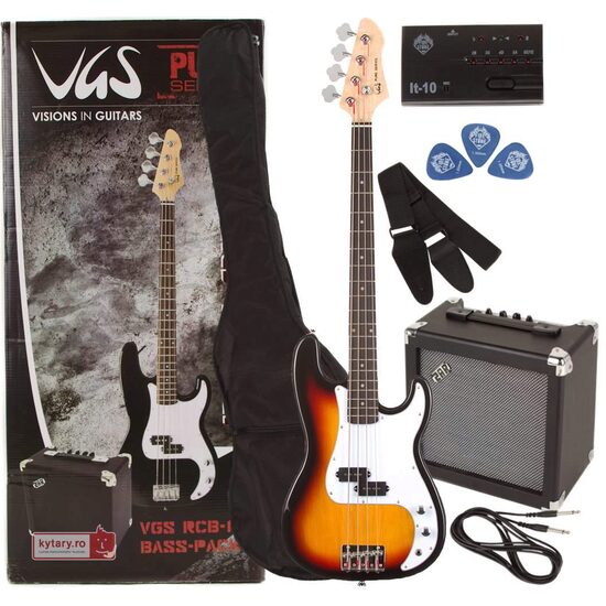 Pachet chitara bass VGS RCB-100 Set SB sunburst