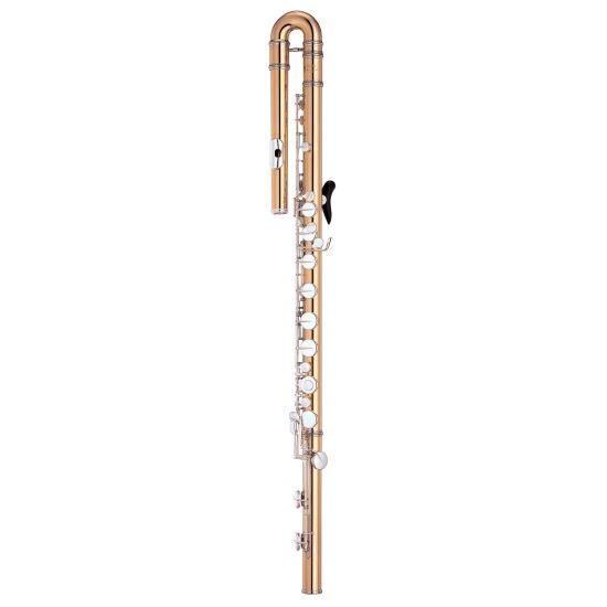 Flaut bass curbat Do Yamaha YFL-B441II , placa buza si chei din argint, chei acoperite