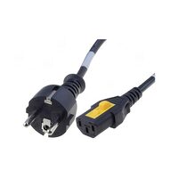 Cablu alimentare PC 2M 3x1mmp IEC Schurter conectori CEE 7/7 (E/F) > IEC C13, negru/galben