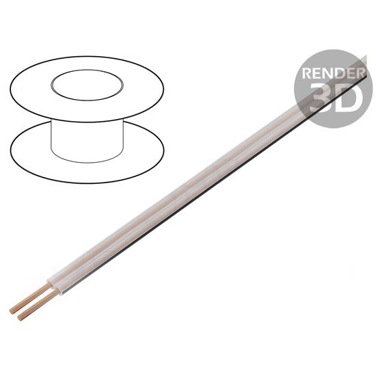 Cablu pentru difuzor 2x4mm,litat,transparent,