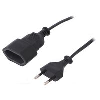 Cablu prelungitor alimentare 3M, negru, 2x0.75mm2, 2.5A, fara pamantare, stecher plat
