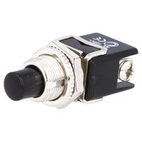Comutator actionat prin apasare 2 pozitii 4A/25Vac OFF-(ON) negru
