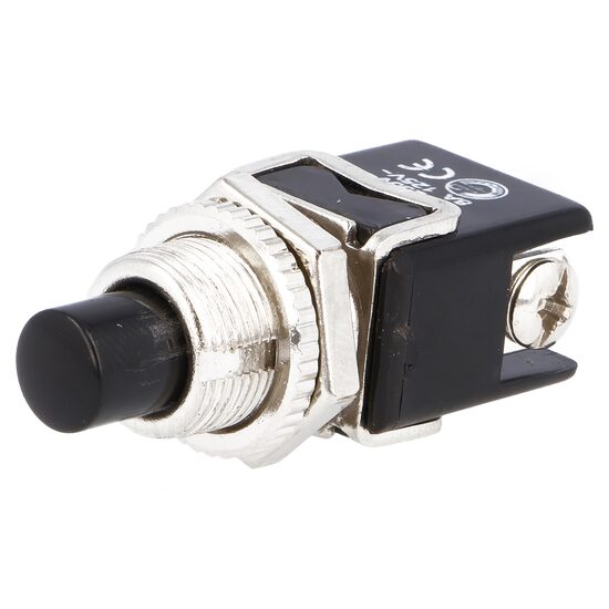 Comutator actionat prin apasare 2 pozitii 4A/25Vac OFF-(ON) negru
