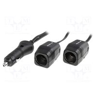 Distribuitor bricheta auto cu cablu, 2x soclu bricheta auto, 10A, 12/2.5A