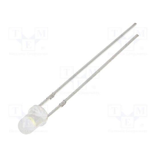 LED 3mm alb rece, 10000-12000mcd, 30 grade, convex