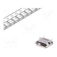 Mufa micro USB B mama, pentru PCB, pini orizontali