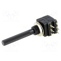 Potentiometru singura tura liniar stereo 50K, tija lunga, THT
