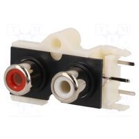 Soclu 2 x RCA mama CC-130, pe placa, unghi 90, THT