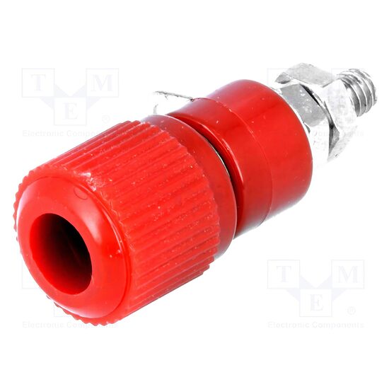 Soclu banana 4mm D-3230, 60V 24A, panou, rosie