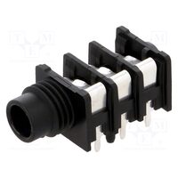 Soclu jack 6.3mm mama Neutrik NRJ6HH, 3P, in unghi, THT