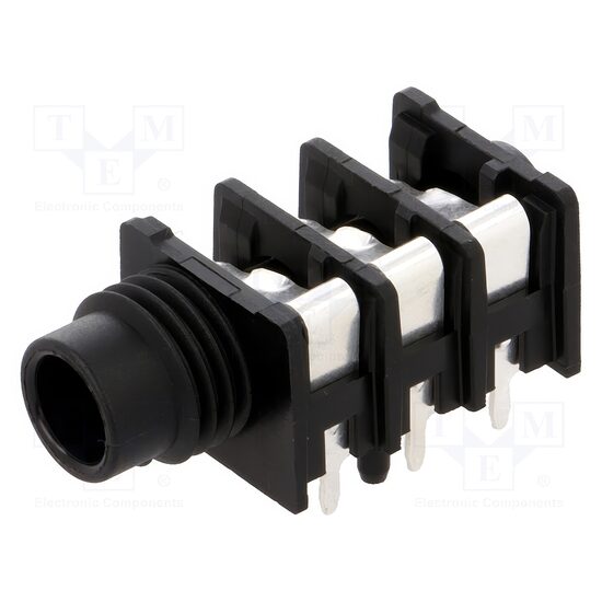 Soclu jack 6.3mm mama Neutrik NRJ6HH, 3P, in unghi, THT