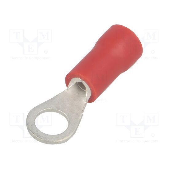 Terminal cu inel, M4, D 4.3mm, 1.5-2.5mm2, crimpat, pe cablu, rosu