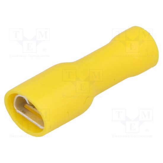 Terminal izolat plat ST-010/Y, 6.3x0.8mm, mama, 0.5-1.5mm2, crimpat, pe cablu, galben