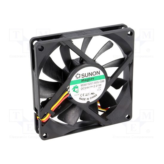 Ventilator axial DC 24V, 80x80x15mm, 62.86m3/h, 34.7dBA