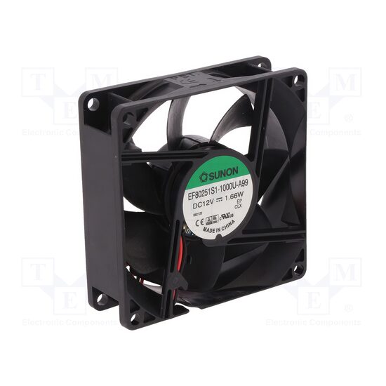 Ventilator DC axial 12VDC 80x80x25mm 69.29m3/h 33dBA 24AWG
