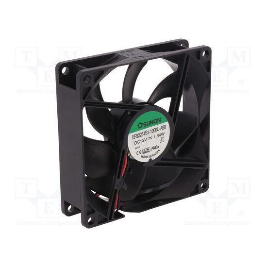 Ventilator DC axial 12VDC 92x92x25mm 87.04m3/h 334dBA 24AWG