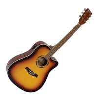 Chitara electro-acustica 4/4 Dimavery DR-520 Dreadnought Sunburst, asimetrica