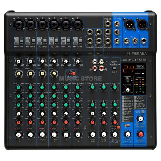 Mixer analogic Yamaha MG12XUK , 12 canale, cu procesor, USB, cu butoane