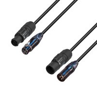 Cablu alimentare cu conectori Neutrik 1.5M Adam Hall 8101 PSDT 0150 Powercon IN - Out + DMX XLR mama - tata