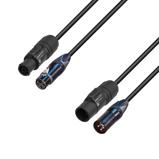 Cablu alimentare cu conectori Neutrik 1.5M Adam Hall 8101 PSDT 0150 Powercon IN - Out + DMX XLR mama - tata