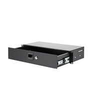 Sertar rack 19" 2U cu adancime de 200 mm, otel, sustine 25 kg, negru