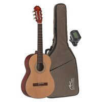 Pachet chitara clasica 3/4 Manuel Rodriguez ESTUDIO Cedar matt Dark natural wood, husa. acordor