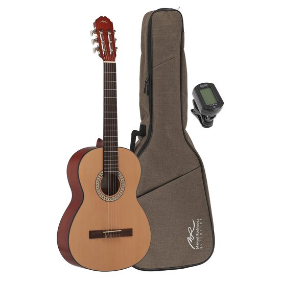 Pachet chitara clasica 4/4 Manuel Rodriguez ESTUDIO Cedar matt Dark natural wood, husa. acordor