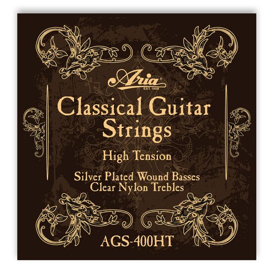 Corzi chitara clasica Aria AGS-400HT, hard tension, argintate