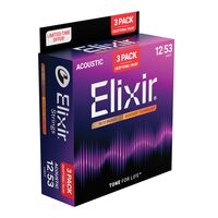 Pachet 2+1 seturi corzi chitara acustica 12-53 Elixir Nanoweb Bronze light