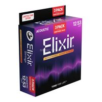 Pachet 2+1 seturi corzi chitara acustica 12-53 Elixir Nanoweb Phosphor Bronze light