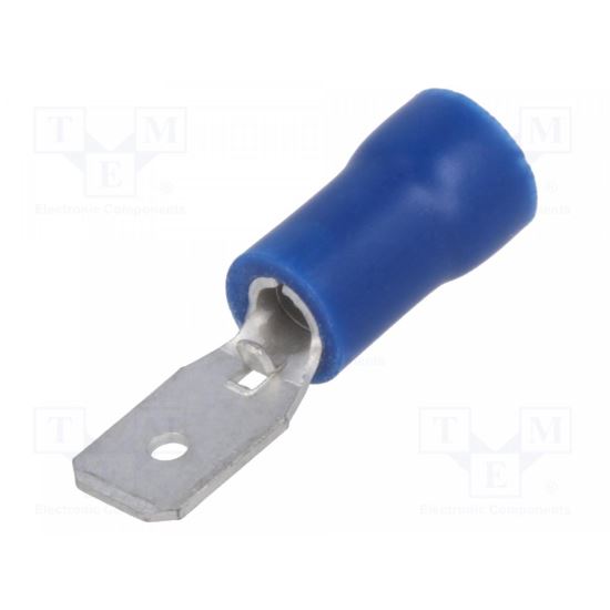 Terminal plat, 4.8x0.5mm, tata, 1.5-2.5mm2, crimpat, pe cablu, albastru