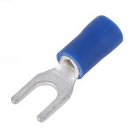 Terminal furca, M4, D 4, 3mm, 1.5-2.5mm2, crimpat, pe cablu, albastru