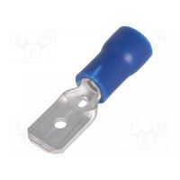 Terminal plat, 6.3x0.8mm, tata, 1.5-2.5mm2, crimpat, pe cablu, albastru