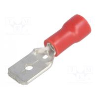 Terminal plat, 6.3x0.8mm, tata, 0.5-1mm2, crimpat, pe cablu, rosu