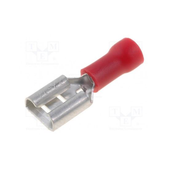 Terminal plat, 6.3x0.8mm, mama, 0.5-1mm2, crimpat, pe cablu, rosu