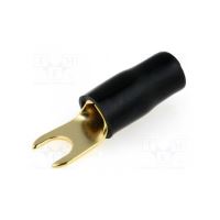 Terminal tip furca, M4, 10mm2, aurit, izolat, negru