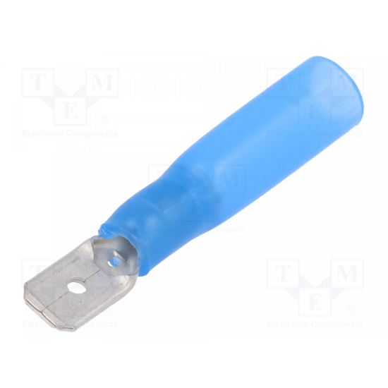 Terminal plat, 6.3x0.8mm, tata, 1.5-2.5mm2, crimpat, pe cablu, albastru-transparent