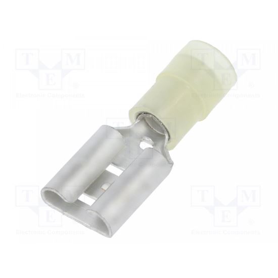 Terminal plat, 9.5x1.2mm, mama, 4-6mm2, crimpat, pe cablu, galben-transparent