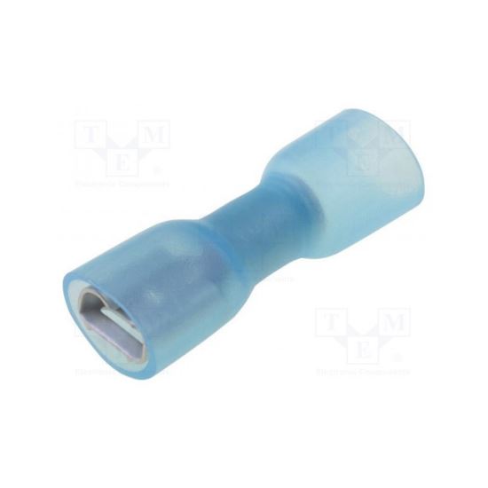 Terminal plat, 6.3x0.8mm, mama, 1.5-2.5mm2, crimpat, pe cablu, albastru-transparent