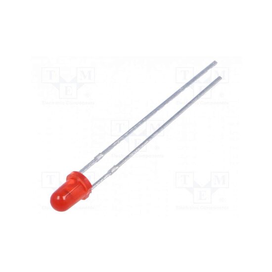 Led 3mm rosu 40mcd 40 grade convex