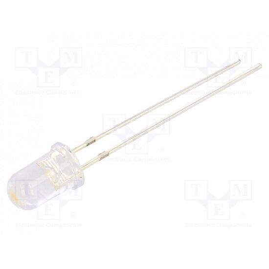 Led 5mm alb cald 30000-35000mcd 15 grade convex