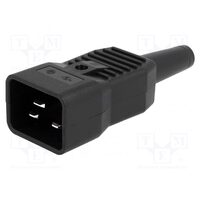 Mufa alimentare pc ac tata dreapta pe cablu pini orizontali iec-60320 c20