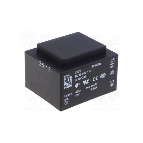 Transformator incapsulat 4.5va 230vac 12v 375ma pcb