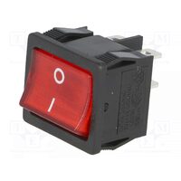 Intrerupator dpst; on-off; 6a/250vac rosu