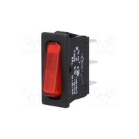 Rocker intrerupatpor 11mm 2 pozitii 20a bec 230v rosu