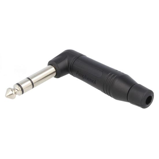 Mufa jack 6.3 stereo 90 grade Amphenol ACPS-RB , nichel negru